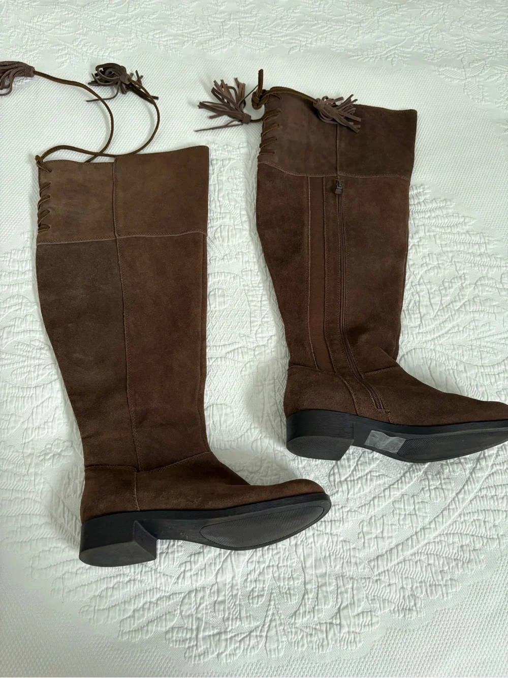 Torrid Women’s Tall Suede Lace-Back Riding Boots Brown over the knee 9W wide